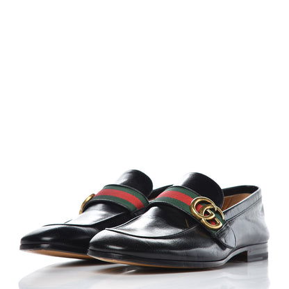 Gucci Goatskin Web Mens GG Loafers 6 Black 2 of 9
