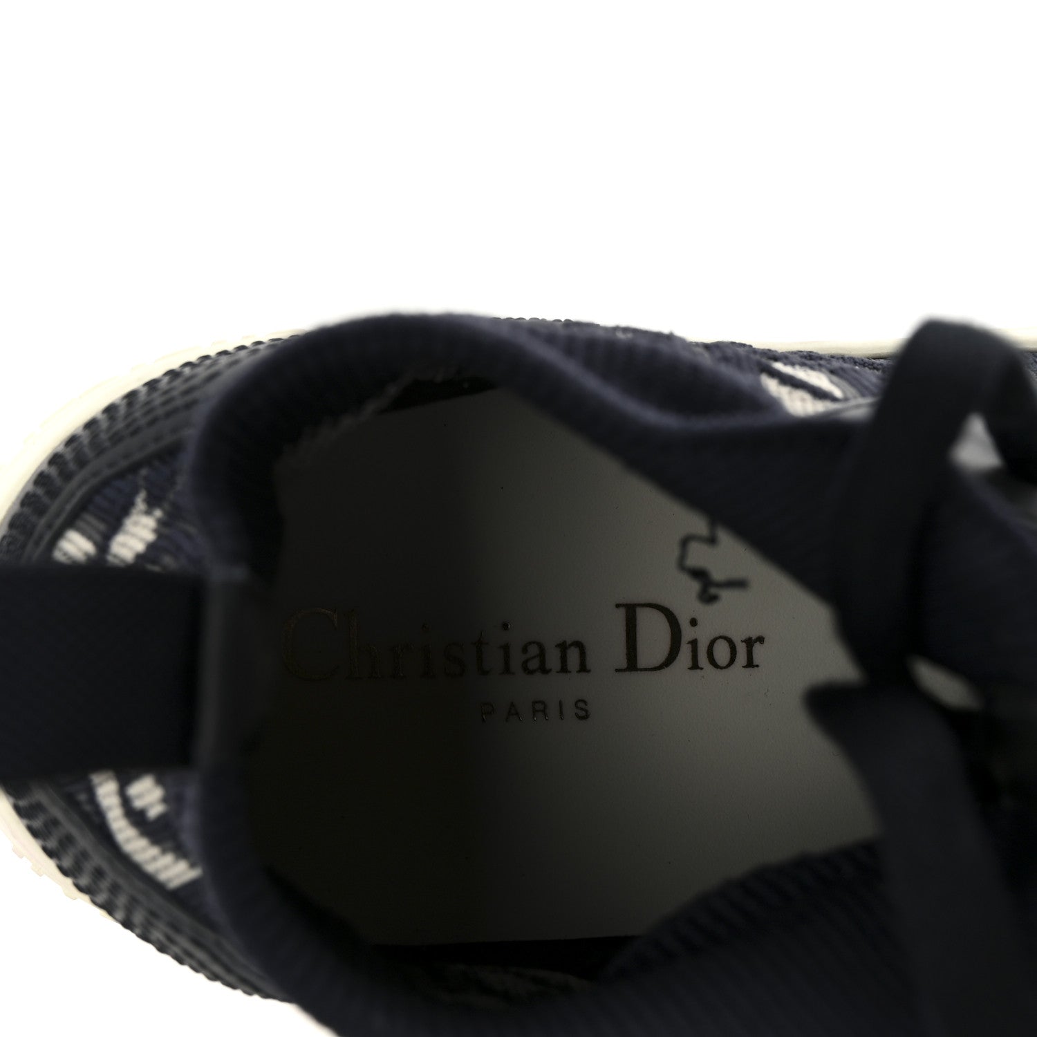 Christian Dior Technical Knit Calfskin Oblique Womens Walk'n Dior Mid Top Sneakers 38 Deep Blue 8 of 9