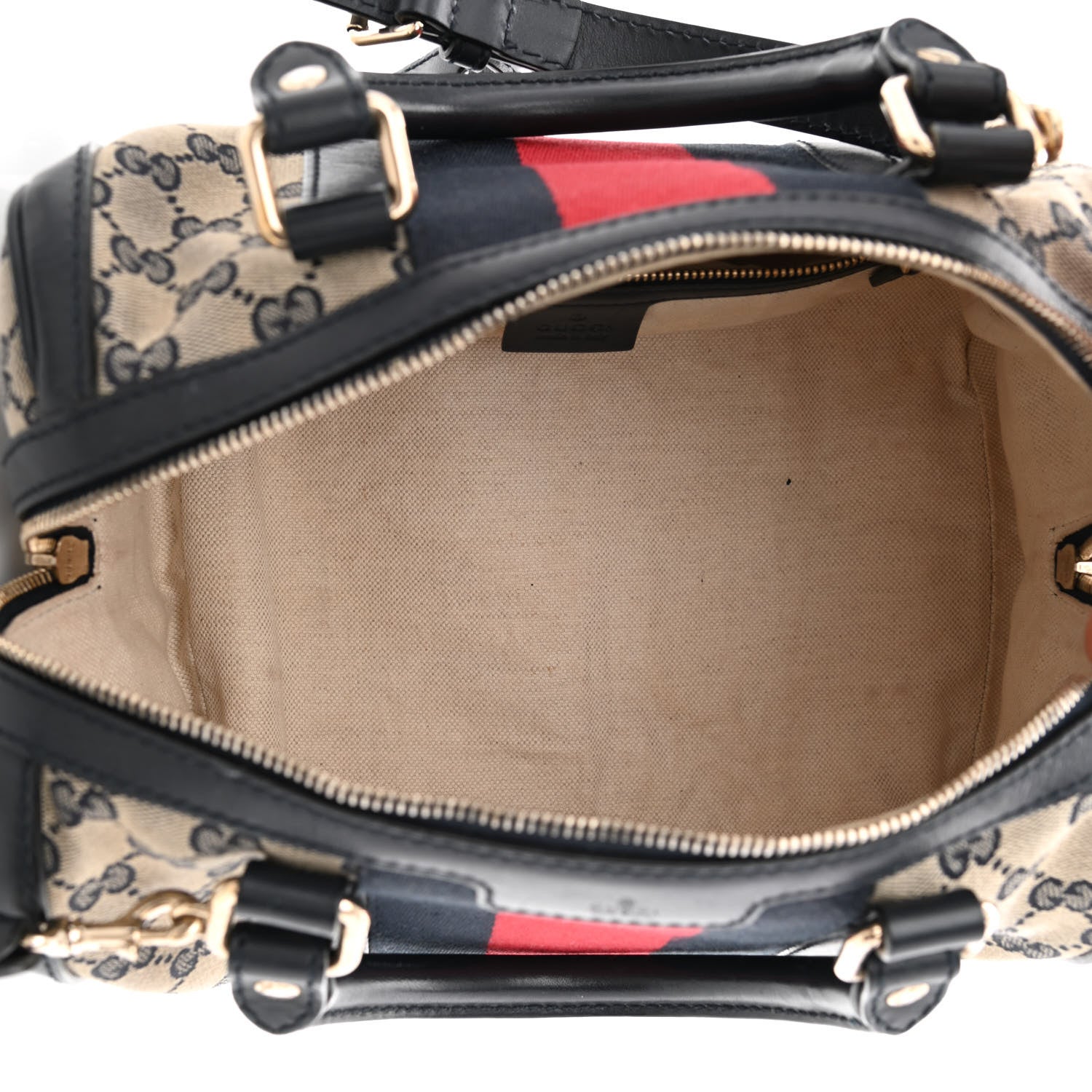 Gucci Monogram Vintage Web Small Boston Navy 5 of 12