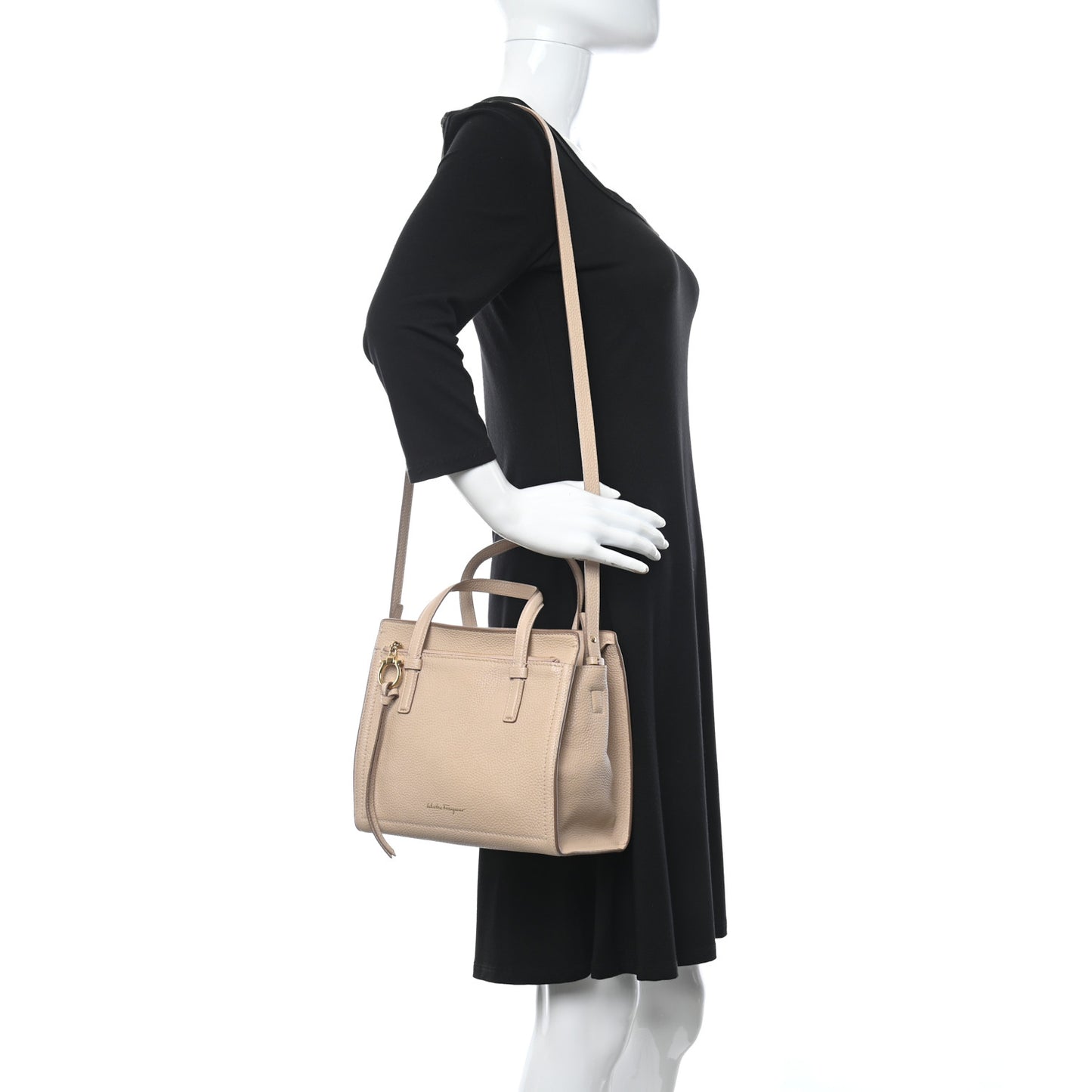 Hammered Calfskin Double Handle Small Amy Tote Cumin