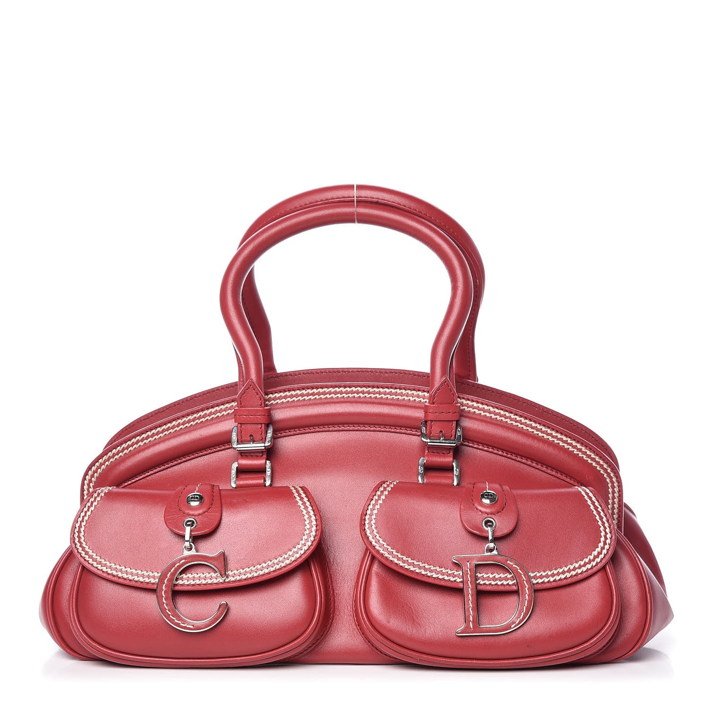 Calfskin Medium Detective Satchel Red