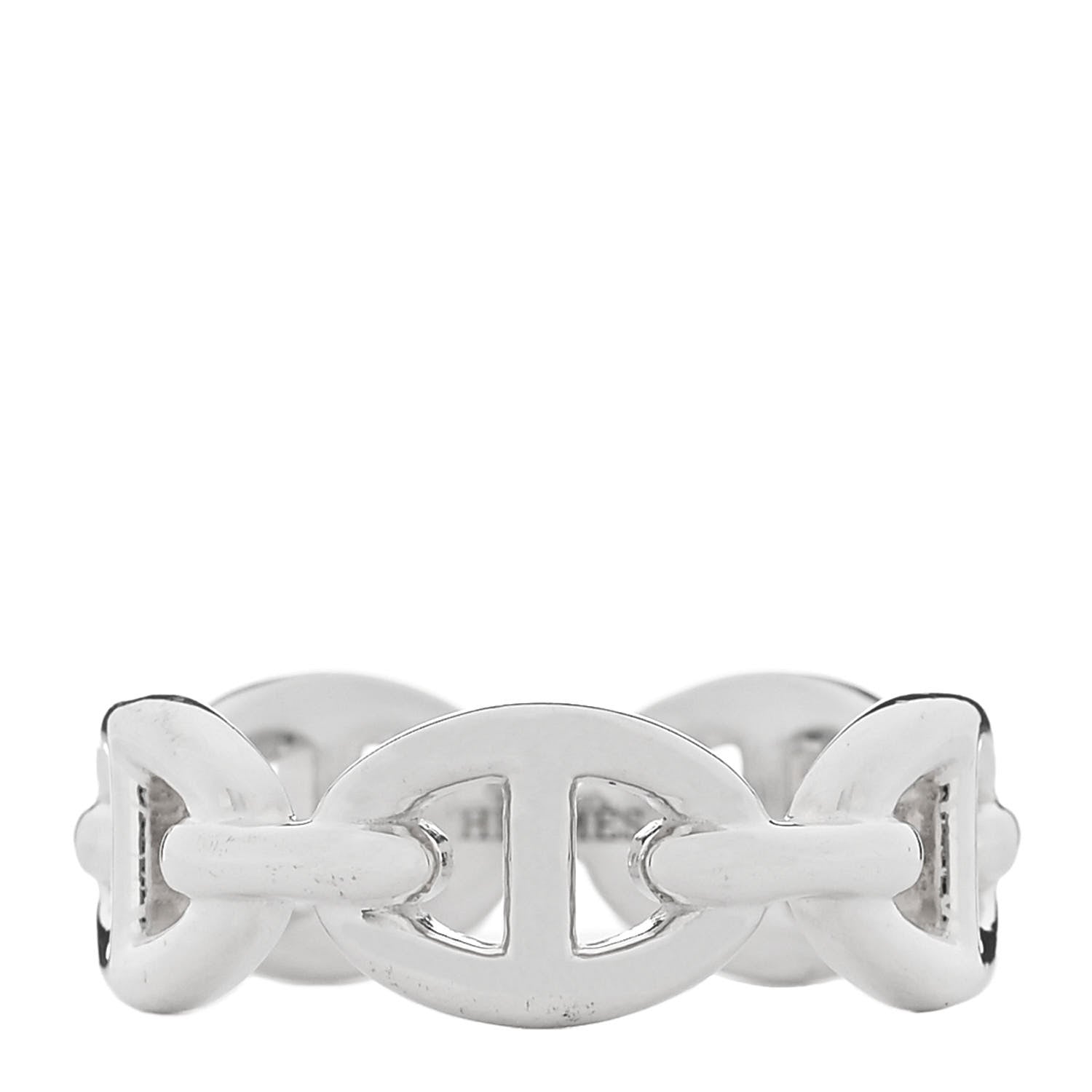 Hermes Sterling Silver PM Chaine d'Ancre Enchainee Band Ring 52 6 1 of 5