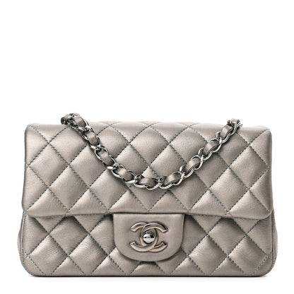 Chanel Metallic Calfskin Quilted Mini Rectangular Flap Ruthenium 1 of 10