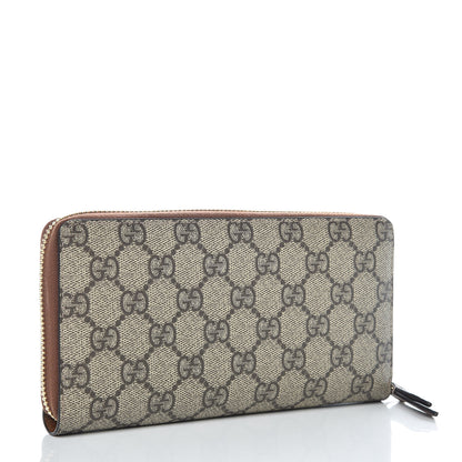 Gucci GG Supreme Monogram Embroidered Roses Zip Around Wallet Red 3 of 8
