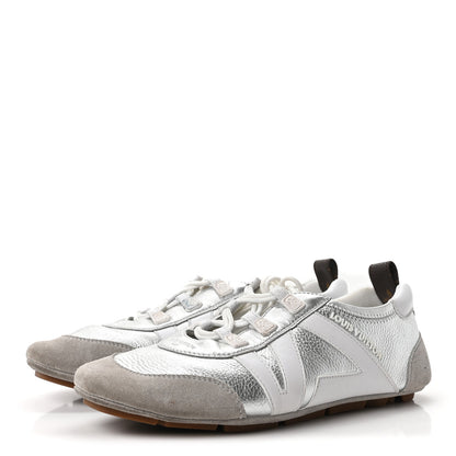 Louis Vuitton Metallic Grained Calfskin Womens LV Sneakerina 38 Silver 4 of 10