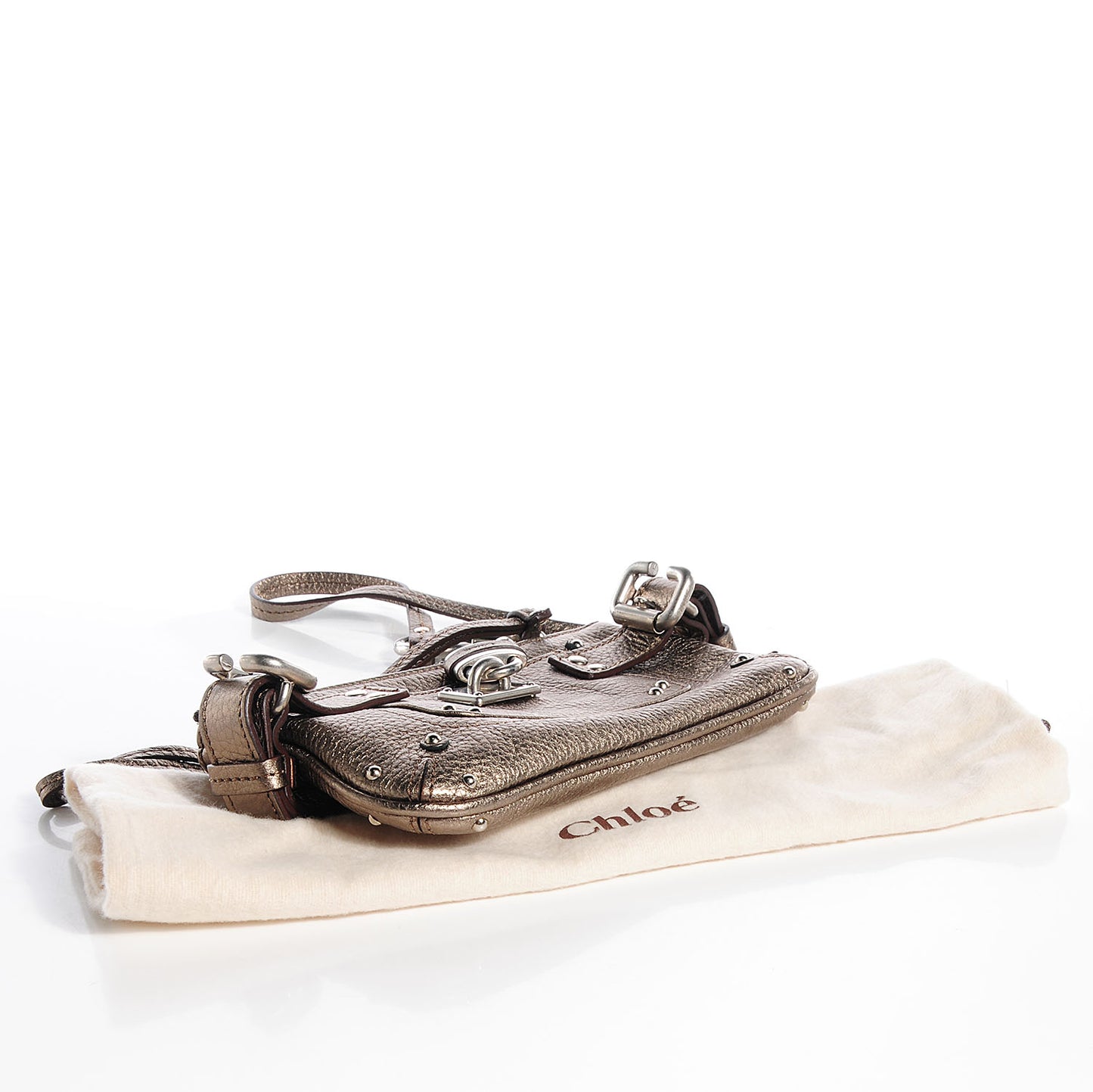 Leather Paddington Clutch Gold