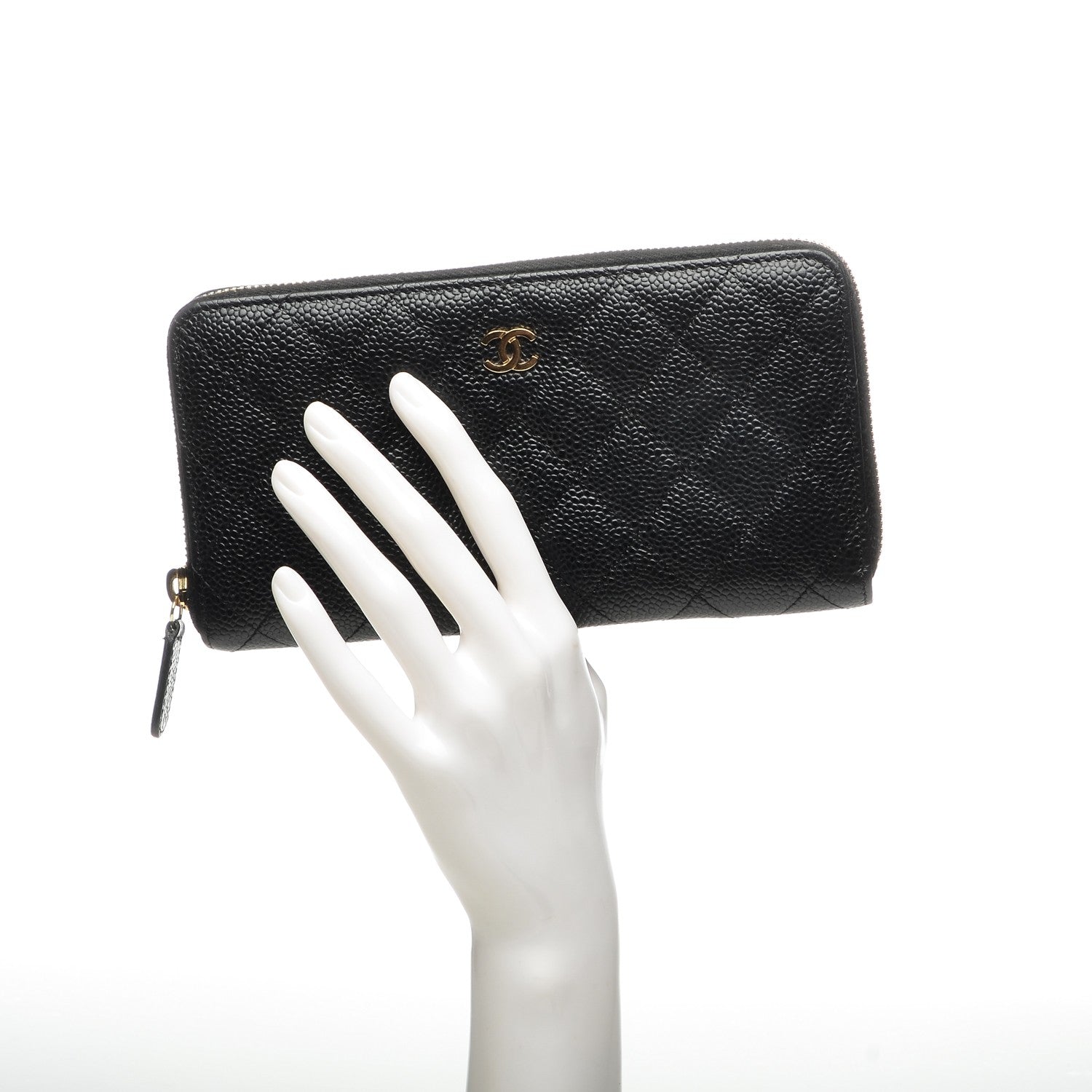 Chanel Caviar Quilted Large Gusset Zip Around Wallet Black 2 of 8