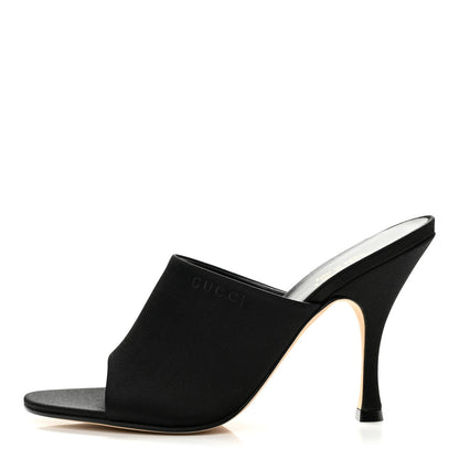 Gucci Raso Seta Logo Sandal Pumps 38 Black 1 of 10