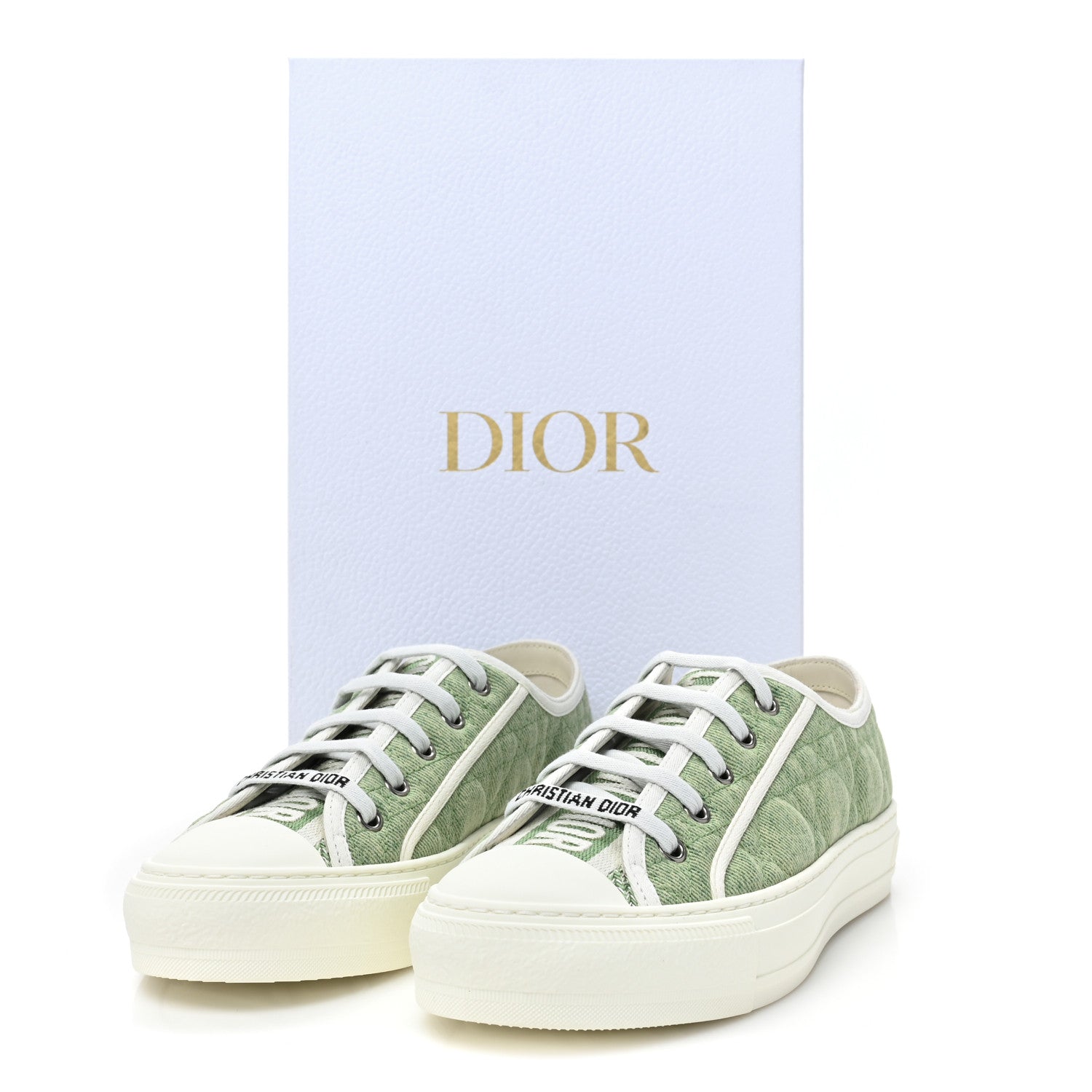 Christian Dior Canvas Cannage Walk 'N' Dior Low Top Sneakers 37.5 Pale Green 11 of 11