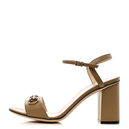 Gucci Calfskin Miro Soft Horsebit Mid Heel Sandals 38.5 Bright Camel 1 of 8