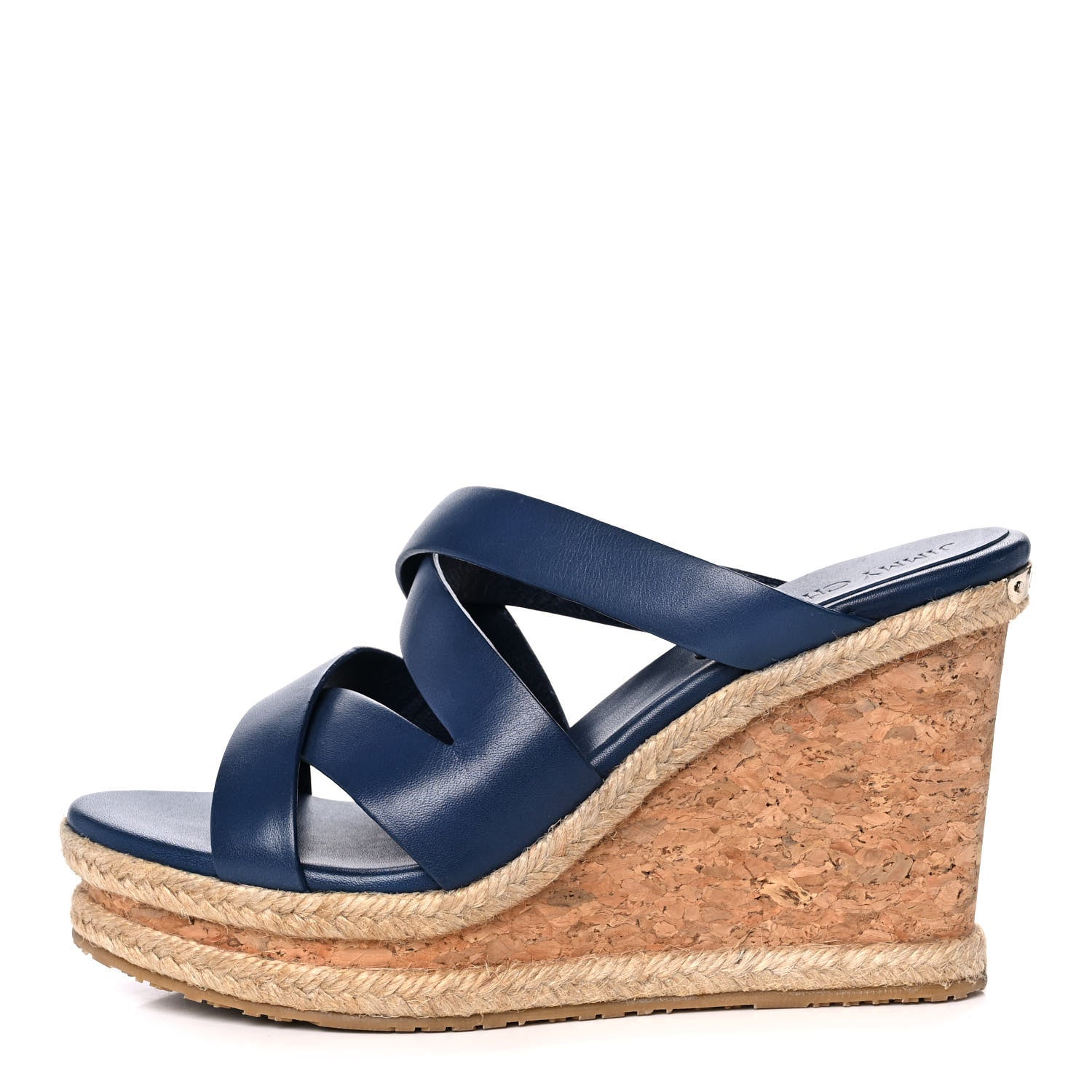 Jimmy Choo Calfskin Prima Cork Wedge Sandals 38.5 Blue 1 of 10