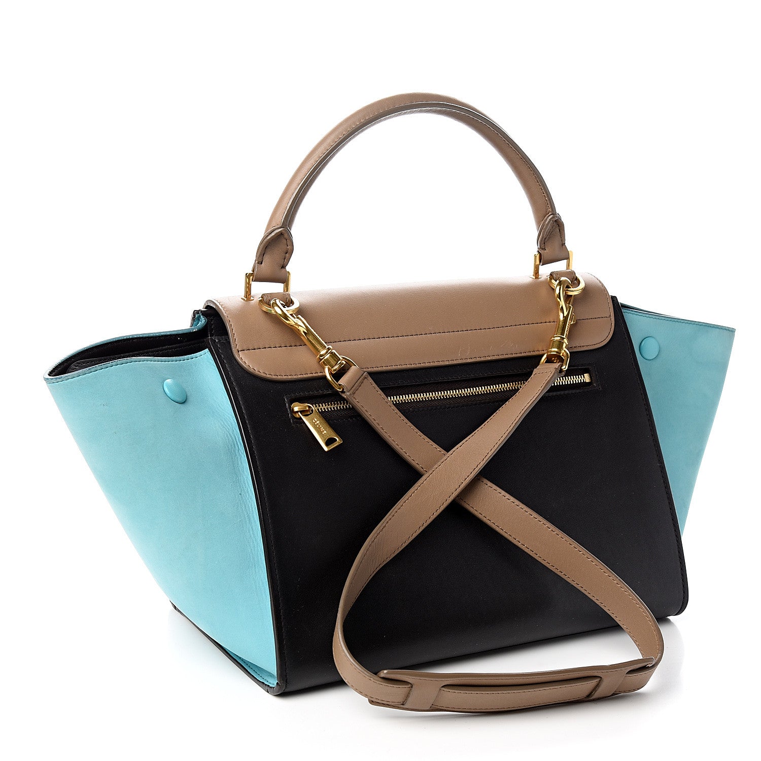 Celine Smooth Calfskin Nubuck Small Tri-Color Trapeze Taupe 2 of 12