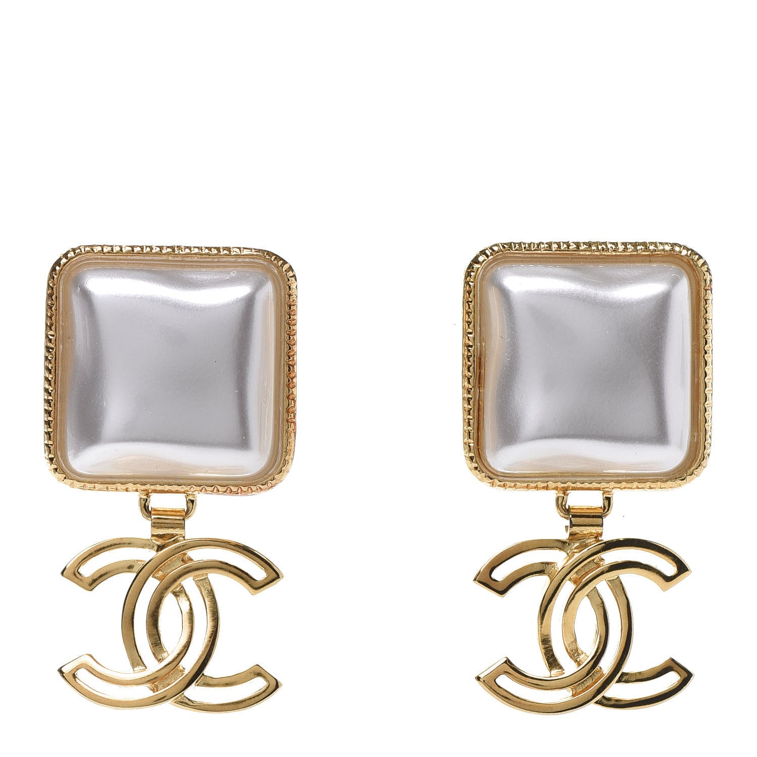 Chanel Metal Pearl Obazine CC Drop Earrings Gold 1 of 6