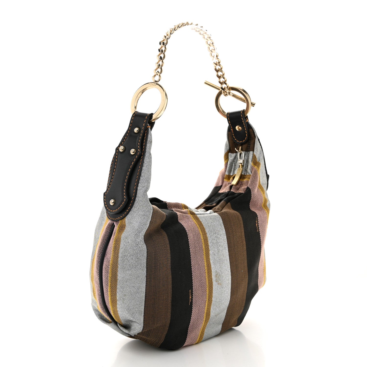 Fendi Pequin Small Chef Chain Hobo Multicolor Rosa Black 3 of 10