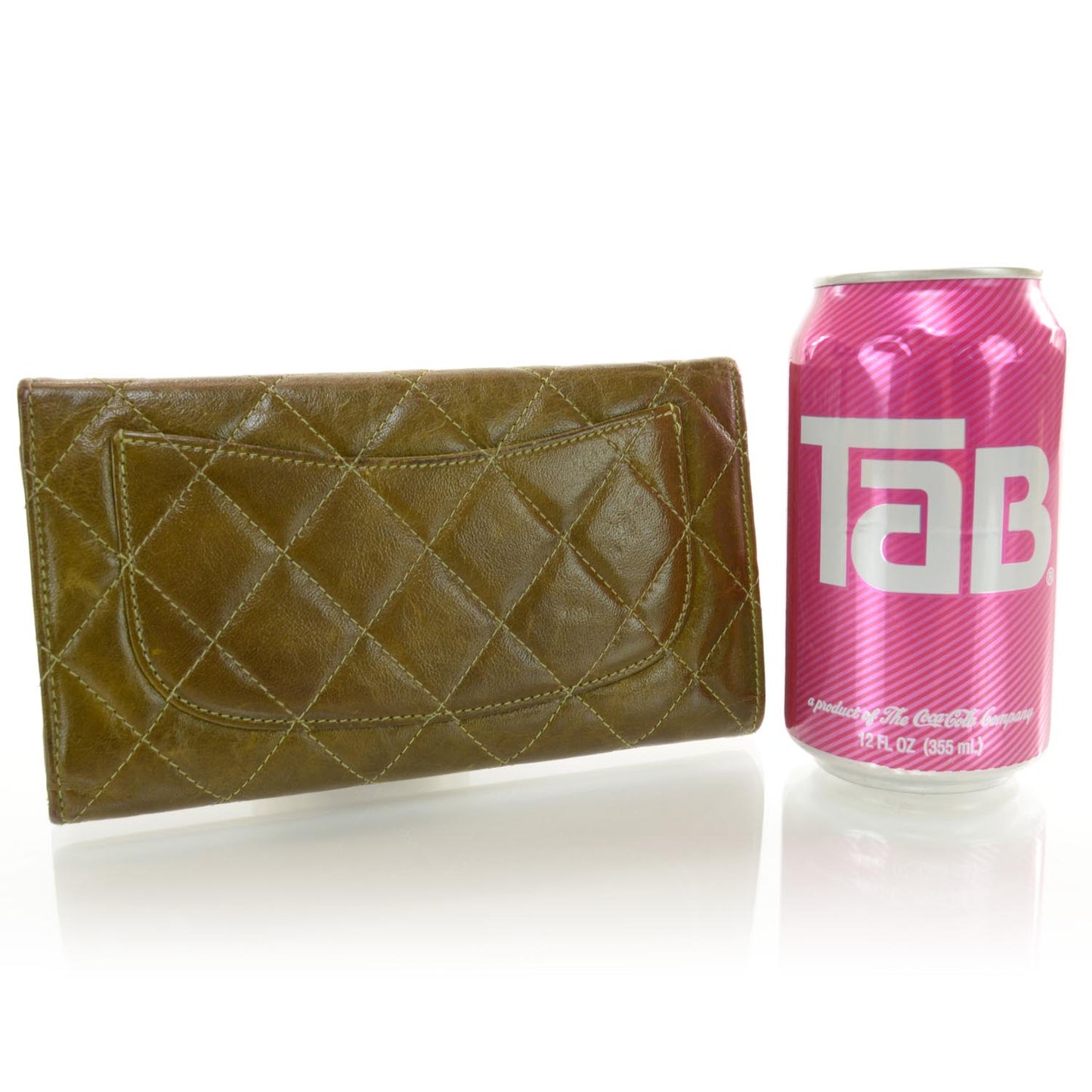 Calfskin Quilted Large Flap Wallet Green
