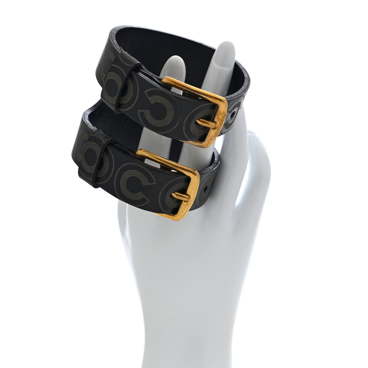 Chanel Calfskin Coco Double Buckle Bracelet Black 2 of 5