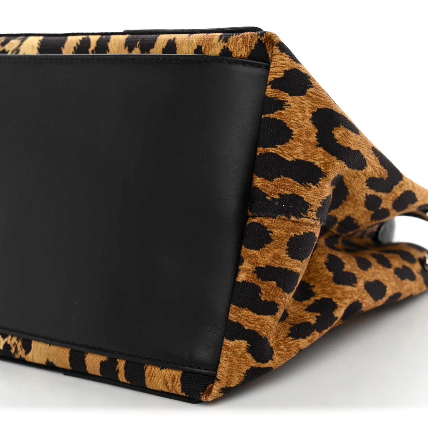 Cotton Canvas Satin Calfskin Leopard Print Logo Navy Cabas S Beige Black