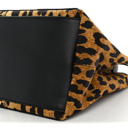 Balenciaga Cotton Canvas Satin Calfskin Leopard Print Logo Navy Cabas S Beige Black 11 of 11