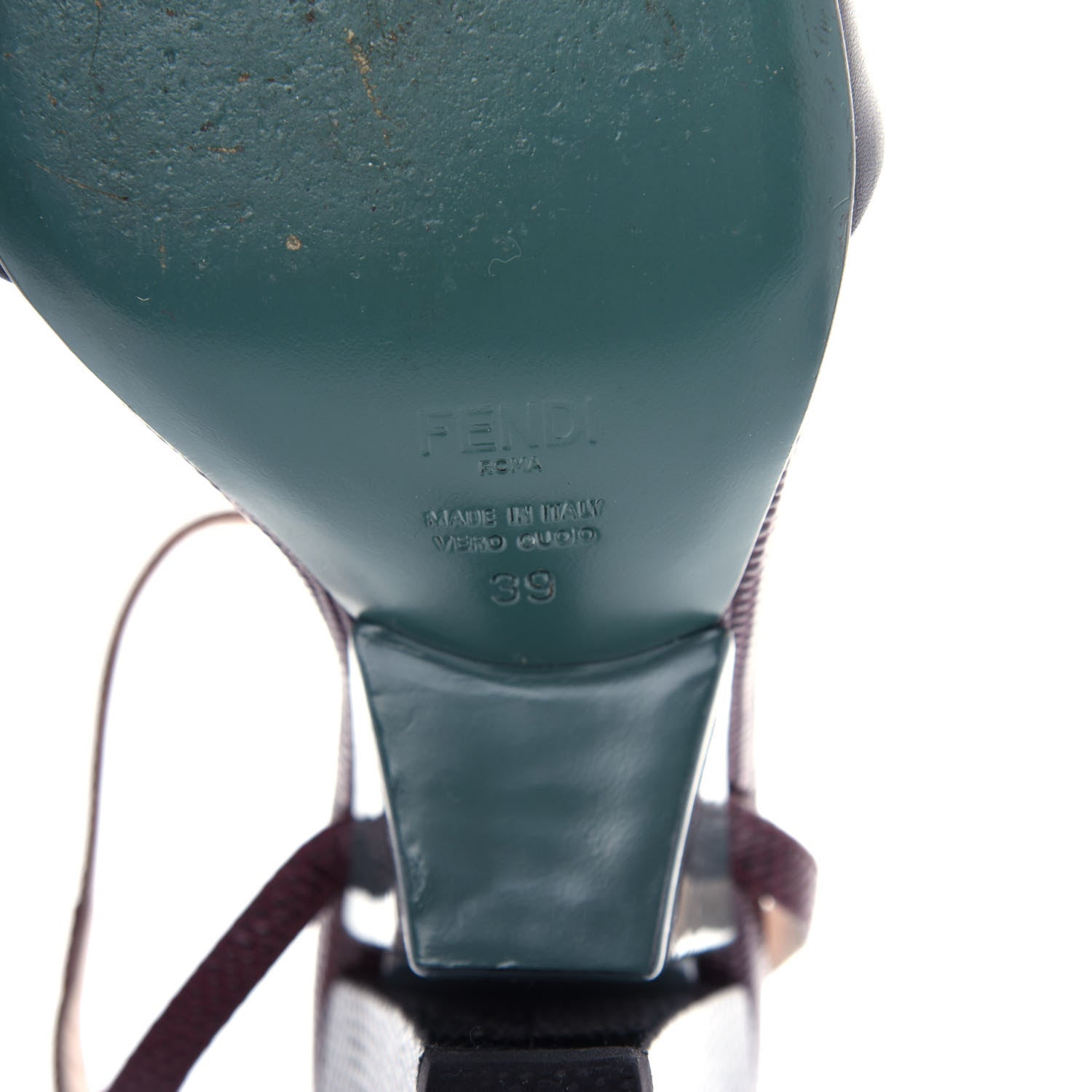 Fendi Calfskin Lizard Embossed Studded Colorblock Sandal 39 Multicolor 9 of 9