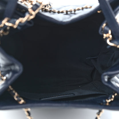 Chanel Caviar Quilted Rolled Up Bucket Drawstring Bag Navy 5 of 9