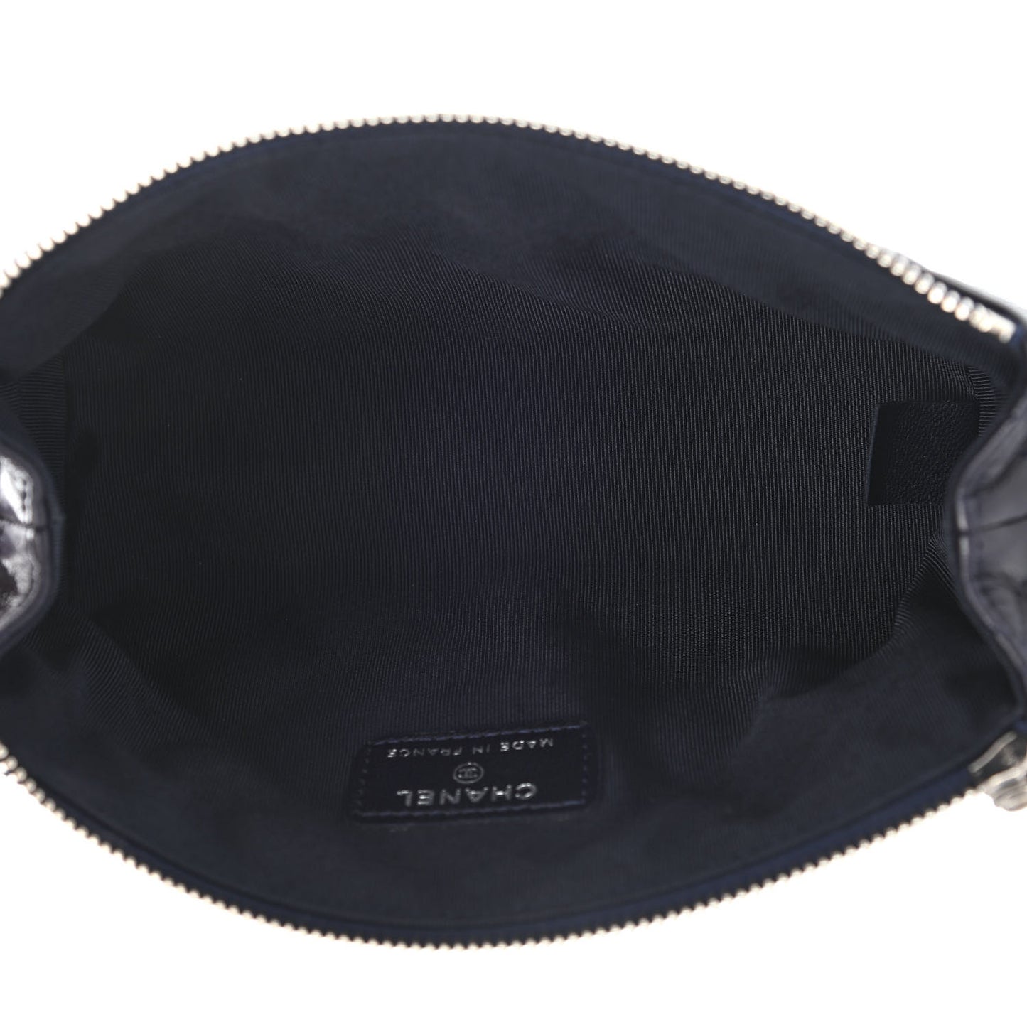 Lambskin Quilted Cosmetic Case Navy Blue