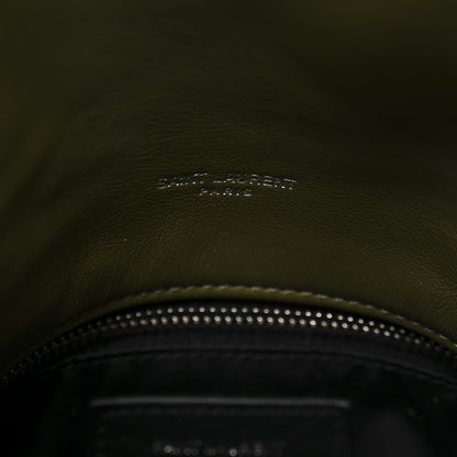Saint Laurent Crushed Velvet Quilted Small Loulou Puffer Monogram Chain Satchel Green 7 of 11