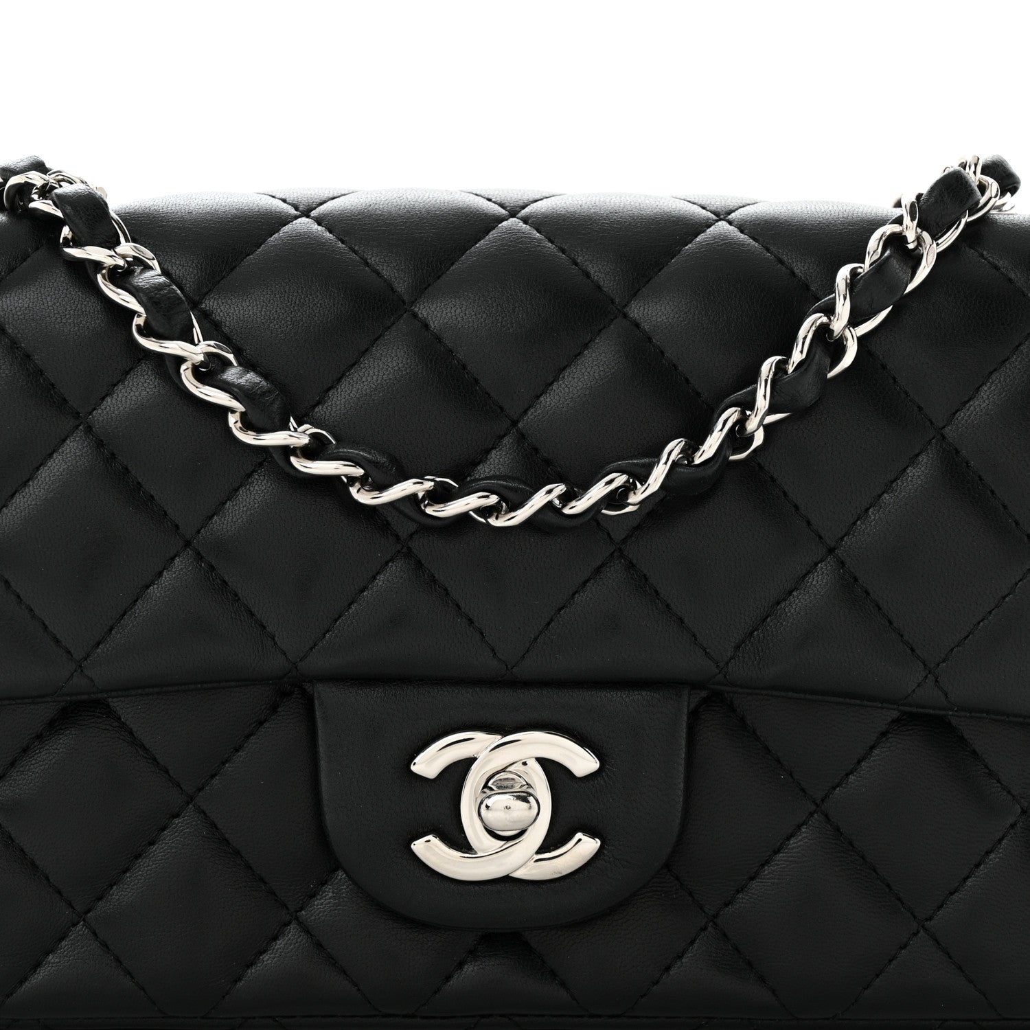 Chanel Lambskin Quilted Mini Rectangular Flap Black 8 of 11
