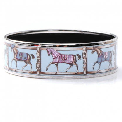 Hermes Enamel Printed Tenues Et Couvertures Wide Bracelet 65 3 of 4