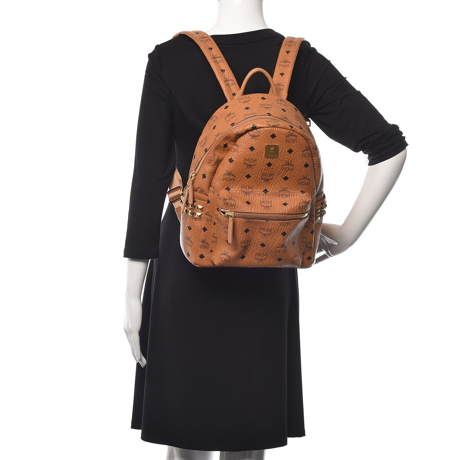 MCM Visetos Small Side Stud Stark Backpack Cognac 2 of 11