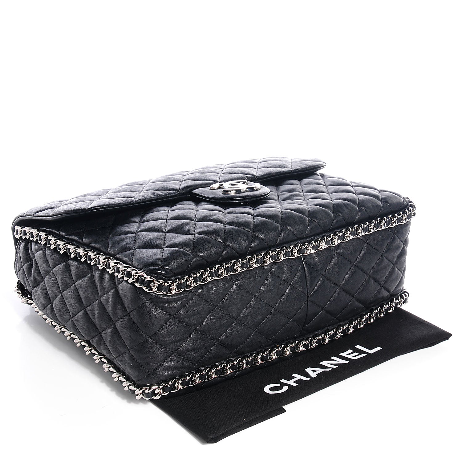 Chanel Washed Lambskin Chain Around Maxi Flap Bag Black 4 of 7