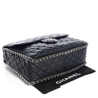 Chanel Washed Lambskin Chain Around Maxi Flap Bag Black 4 of 7