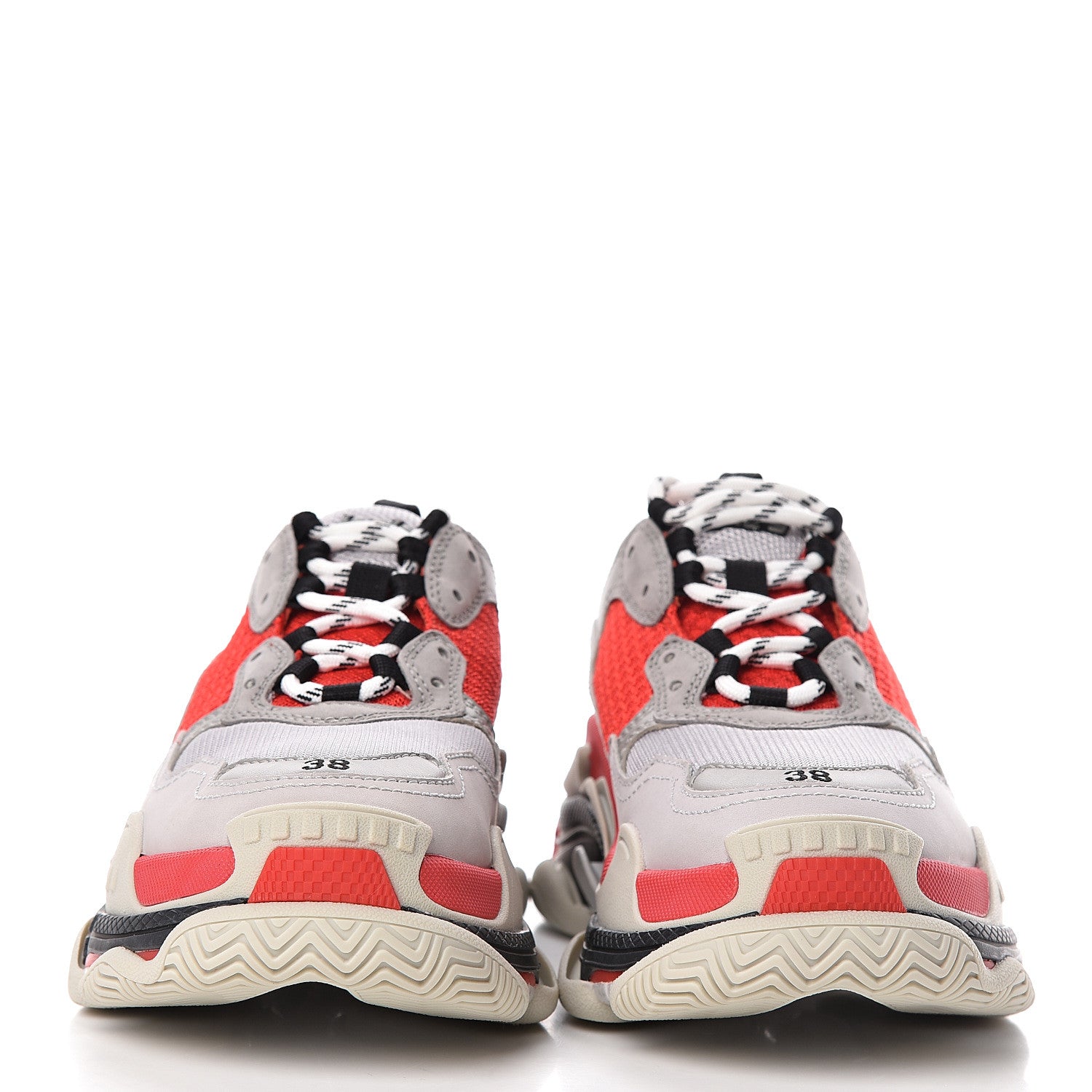 Balenciaga Fabric Mesh Womens Triple S Sneakers 38 Red Grey White 2 of 10