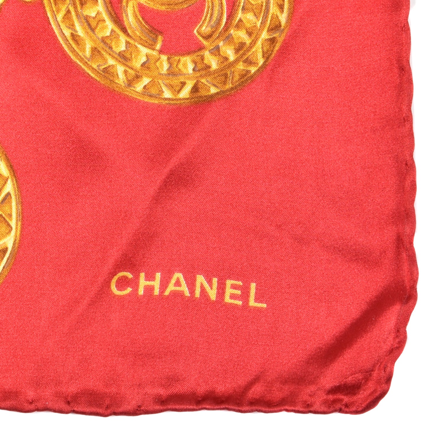 Chanel Printed Silk Medallion Scarf Red 2 of 3