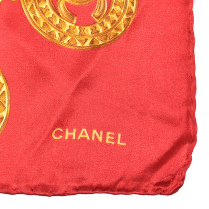 Chanel Printed Silk Medallion Scarf Red 2 of 3