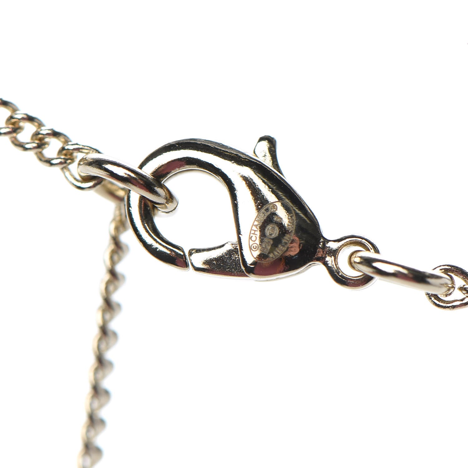 Chanel Metal Crystal Logo Bird Cage Necklace Gold 6 of 7