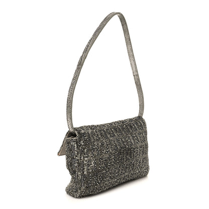 Fendi Metallic Lizard Beaded Embroidered Mini Baguette Grey 3 of 12