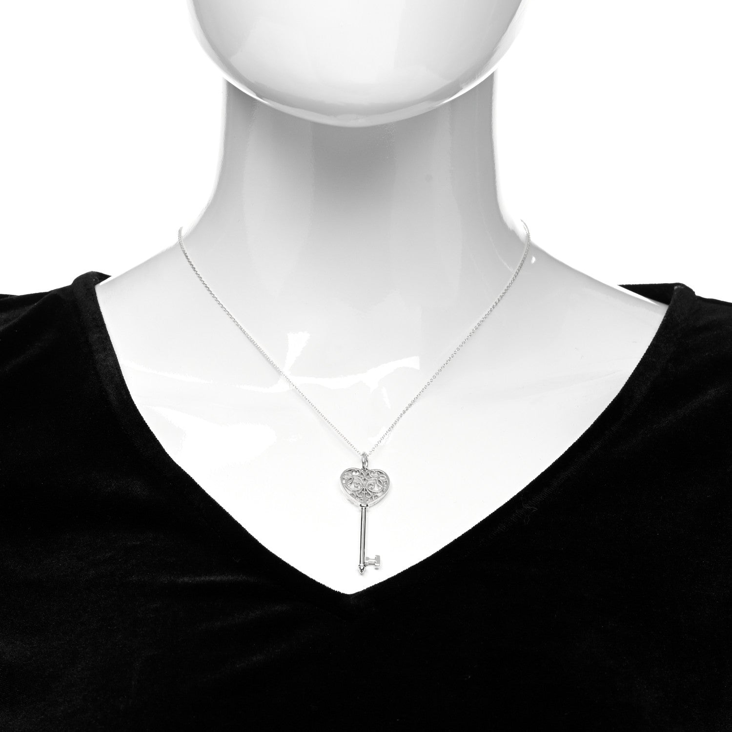 Tiffany Sterling Silver Enchant Heart Key Pendant Necklace 2 of 5