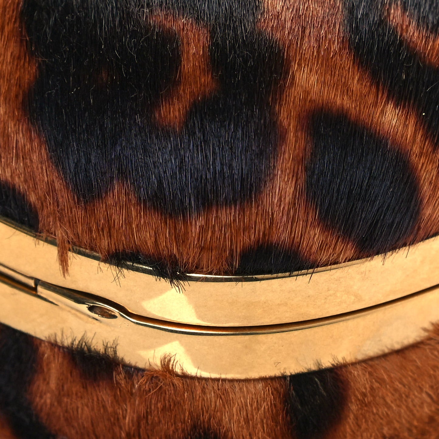 Calf Hair Leopard Print Skull Box Clutch