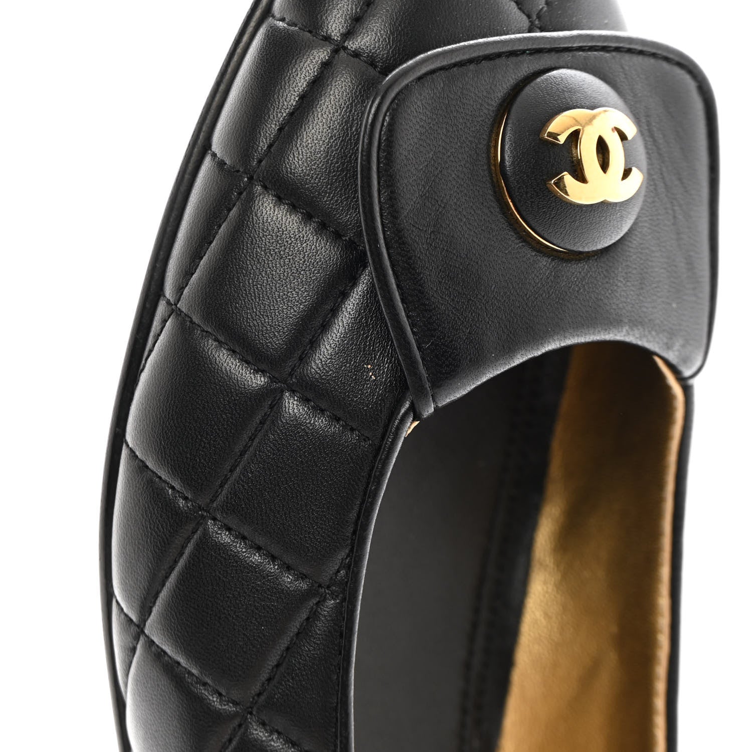 Chanel Lambskin Quilted CC Ballerina Flats 38 Black 9 of 12