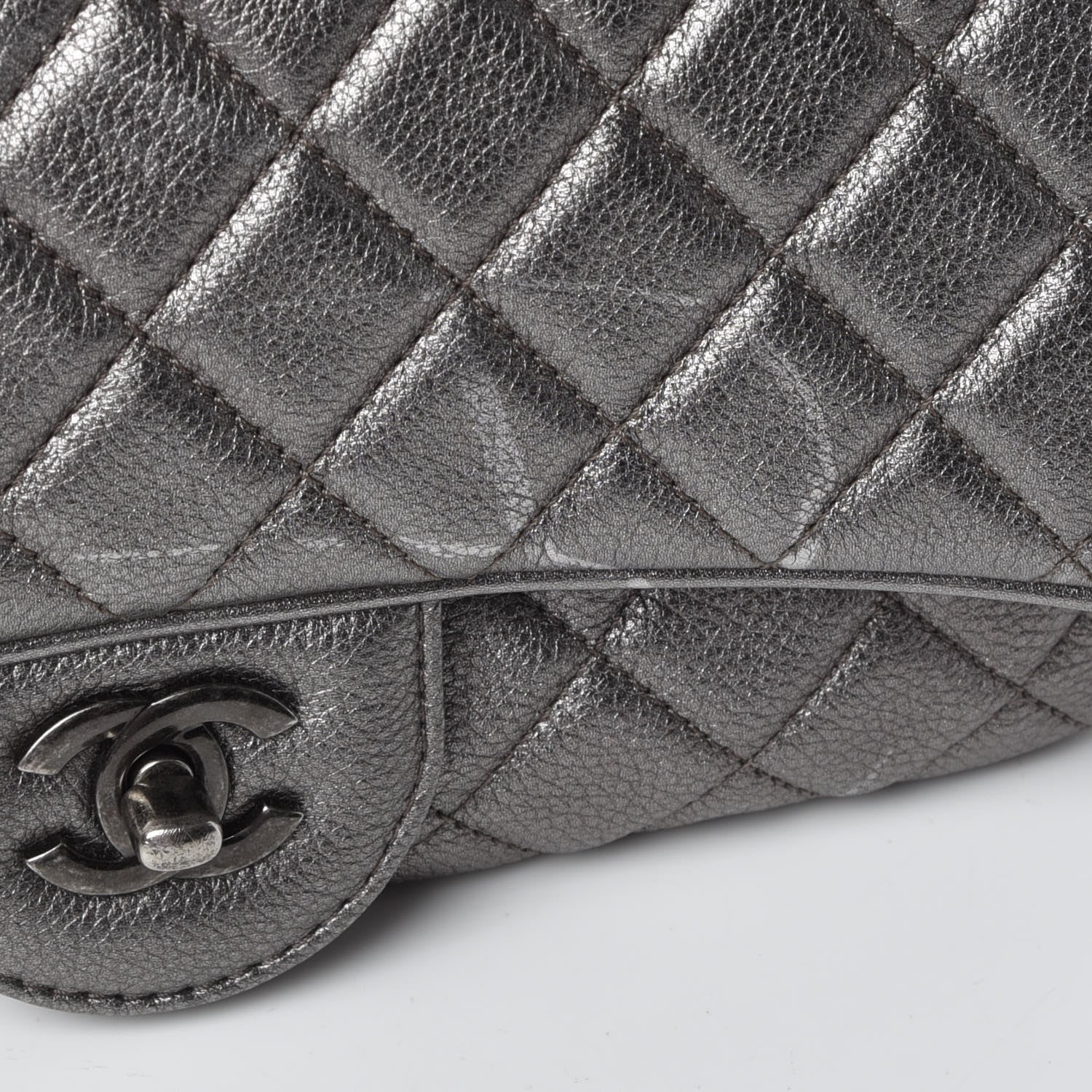 Chanel Metallic Calfskin Quilted Small Casual Rock Flap Silver 7 of 17