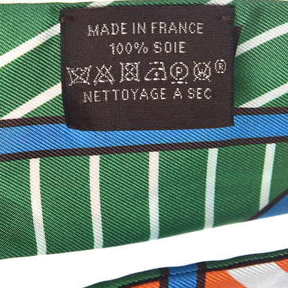 Hermes Silk Quadrige Twilly Orange Vert Ebene 3 of 4