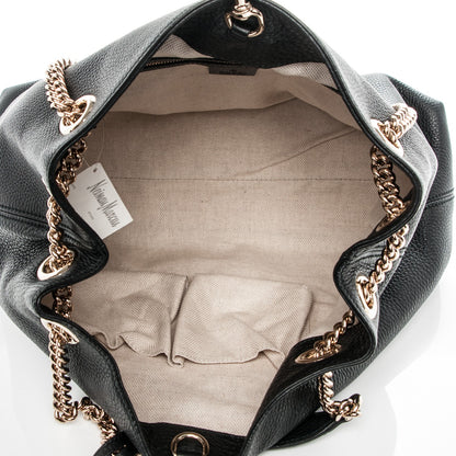 Gucci Pebbled Calfskin Medium Soho Chain Shoulder Bag Black 4 of 7