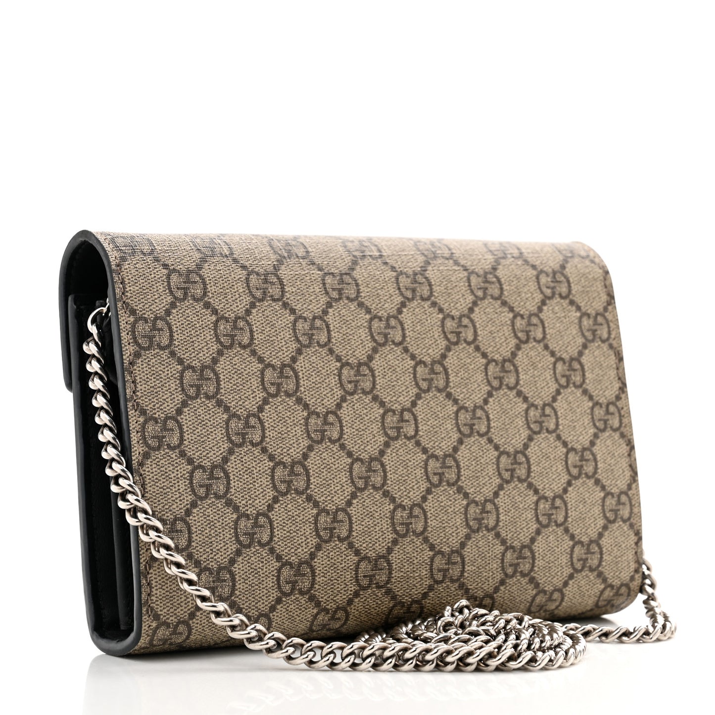 GG Supreme Monogram Mini Dionysus Chain Wallet Beige Black