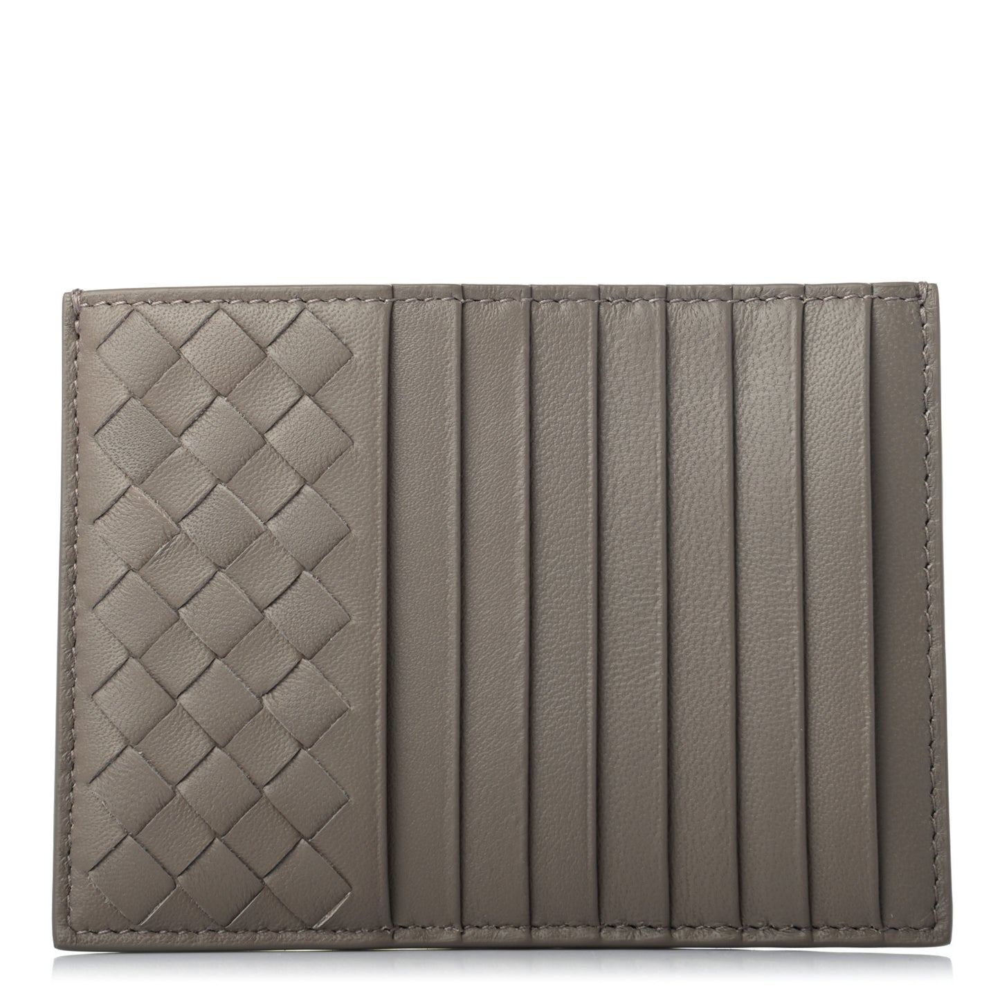 Calfskin Intrecciato Card Case New Steel