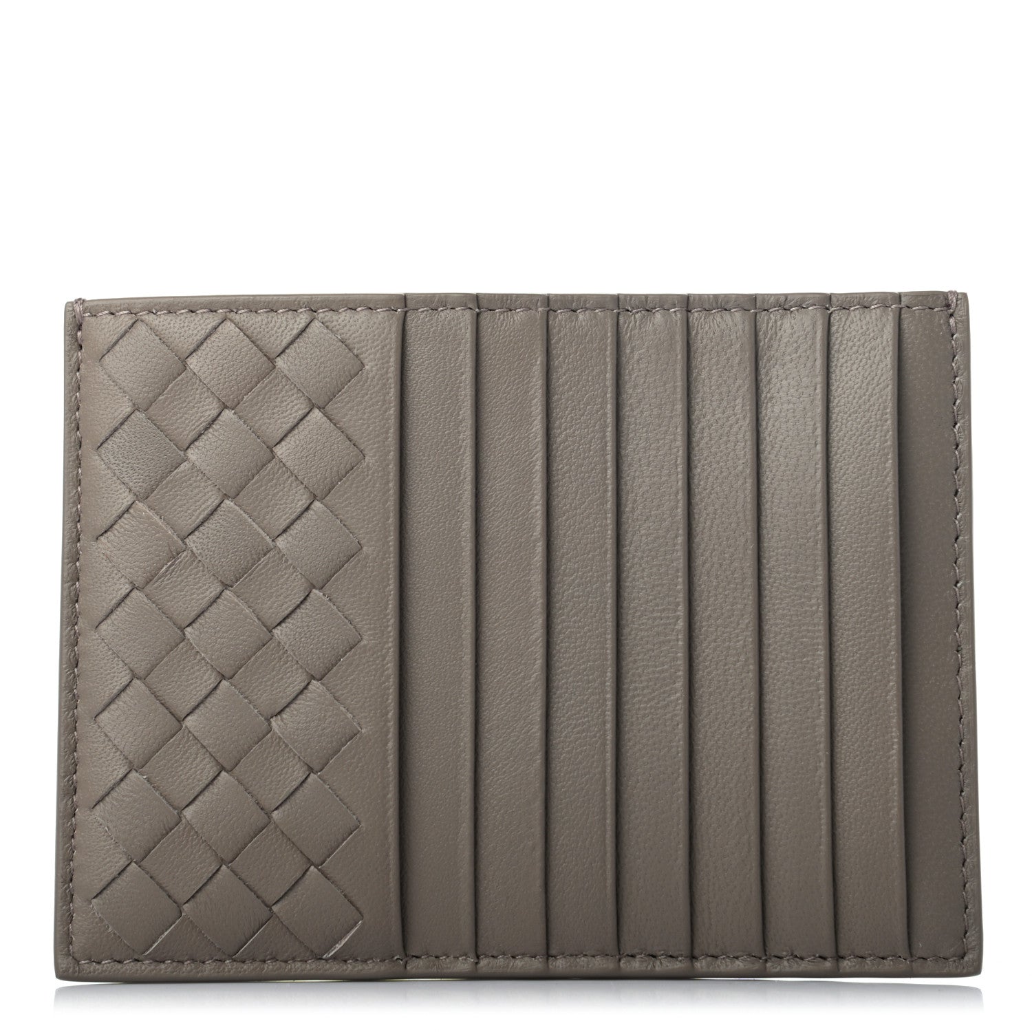 Bottega Veneta Calfskin Intrecciato Card Case New Steel 1 of 8