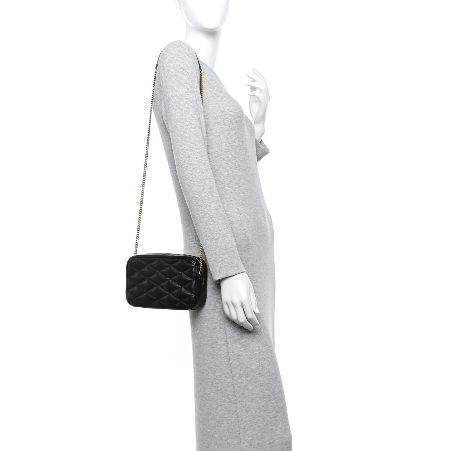 Lambskin Quilted Mini Camera Bag Black