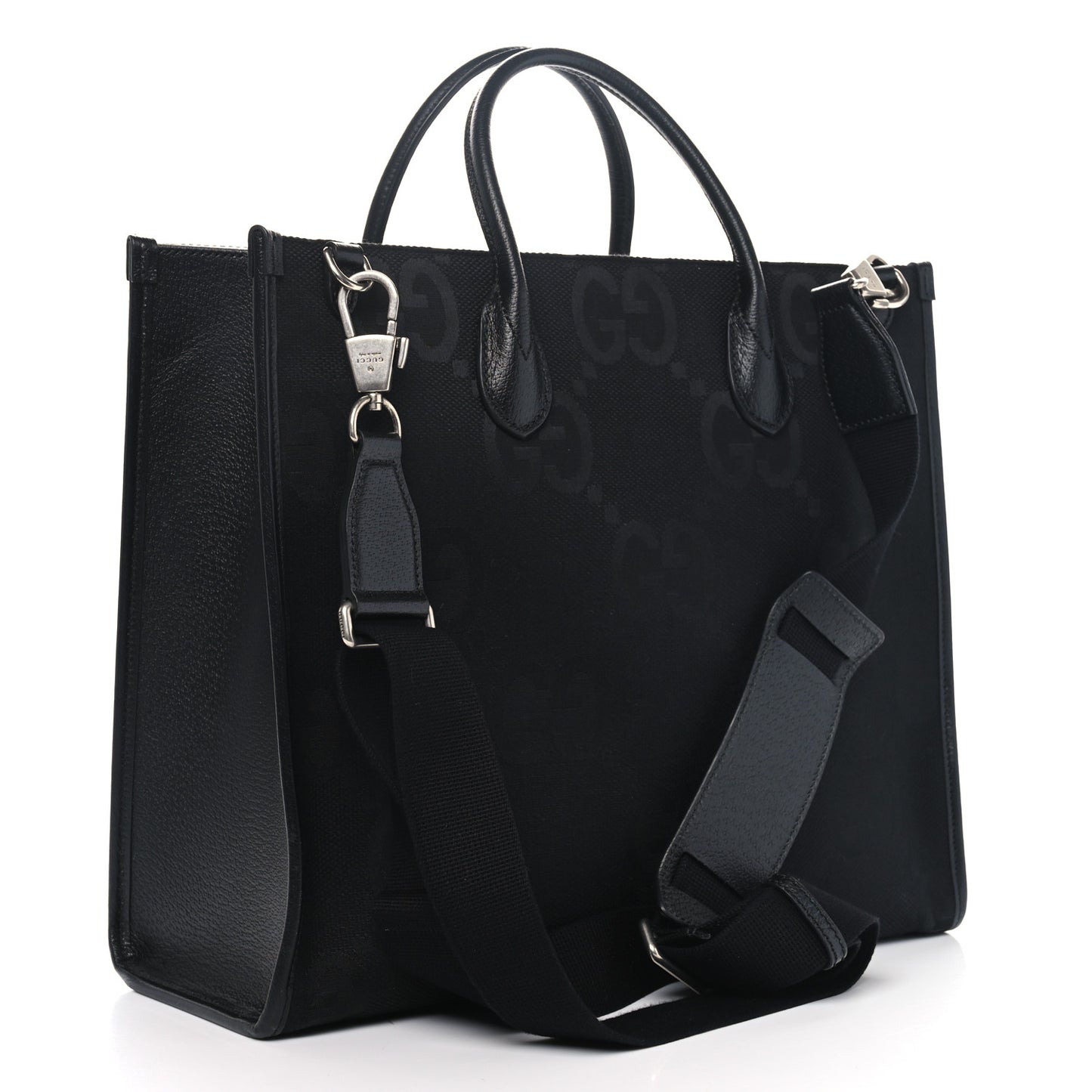 Monogram Jumbo GG Textured Dollar Calfskin Tote Bag Black