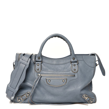 Balenciaga Chevre Silver Metallic Edge Hardware City Bleu Acier 1 of 14