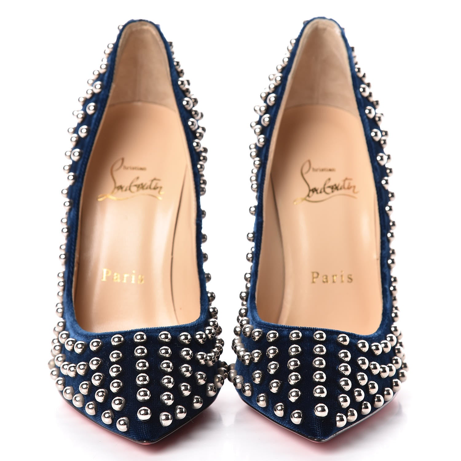 Christian Louboutin Velvet Billy 120 Spike Pumps 36 Silver Eclipse 2 of 8