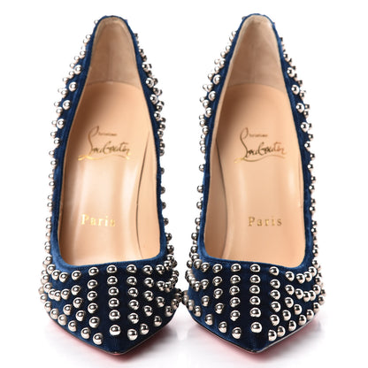 Christian Louboutin Velvet Billy 120 Spike Pumps 36 Silver Eclipse 2 of 8